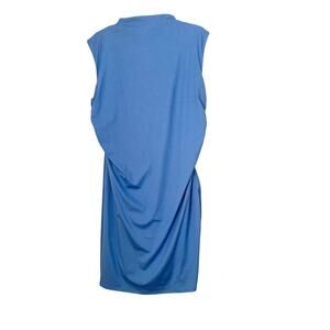 Nine West Women's Dress Size 2XL Blue Ruched Knee-Length Sleeveless